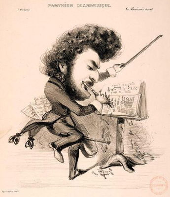 Pre-1847 caricature of Louis-Antoine Jullien from the Bibliothèque nationale de France