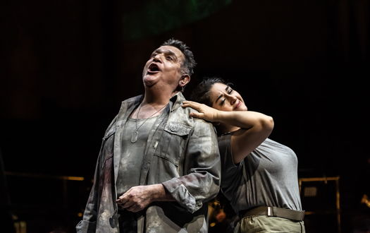 Rafael Rojas as Radamès with Alexandra Zabala in the title role of Verdi's 'Aida' for Opera North. Photo © 2019 Clive Barda