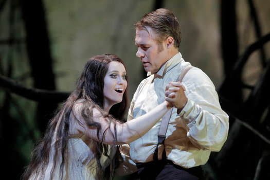 Rachel Willis-Sørensen in the title role of Dvořák's 'Rusalka' with Brandon Jovanovich as the Prince at San Francisco Opera. Photo © 2019 Cory Weaver