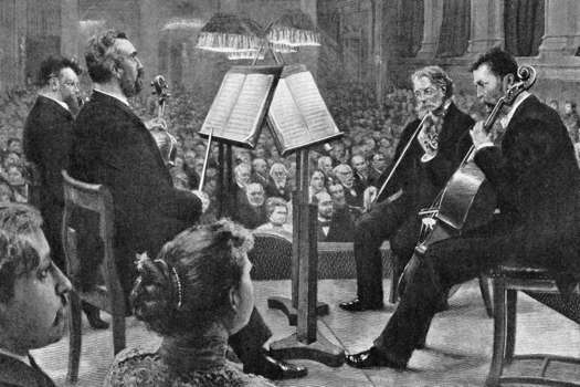The Joachim Quartet. From left to right: Carl Halir, Robert Hausmann, Joseph Joachim and Emanuel Wirth