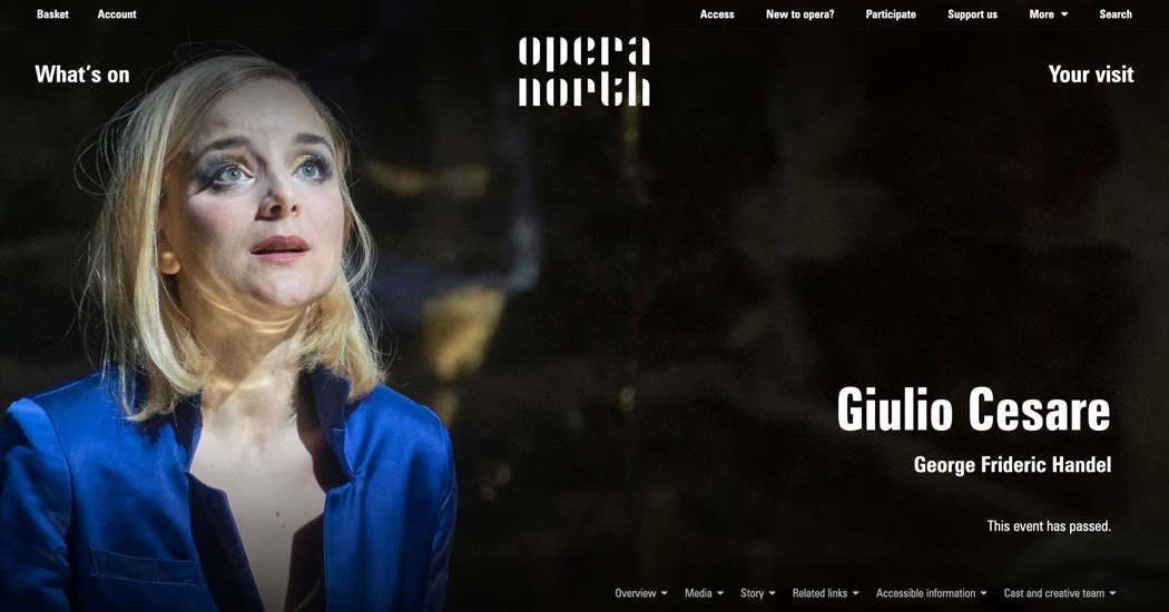 Online publicity for Opera North's 'Giulio Cesare'