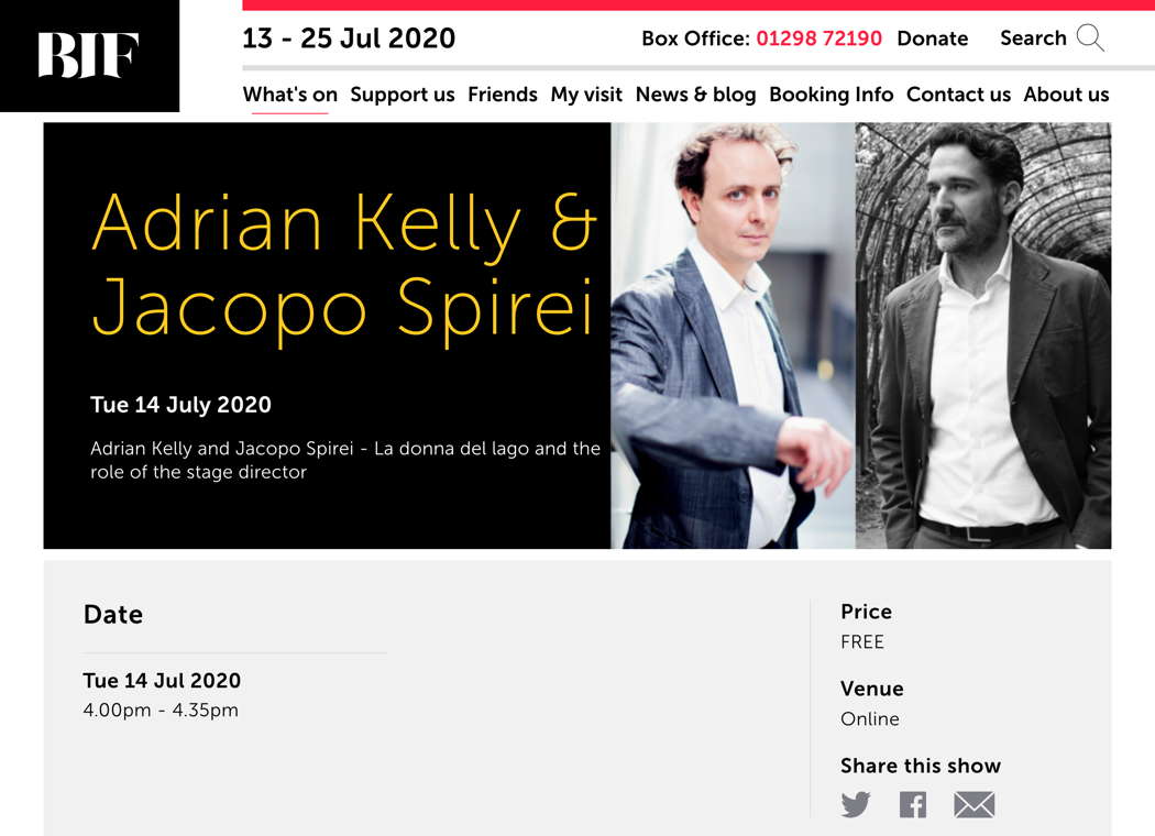 'Adrian Kelly and Jacopo Spirei - La donna del lago and the role of the stage director'