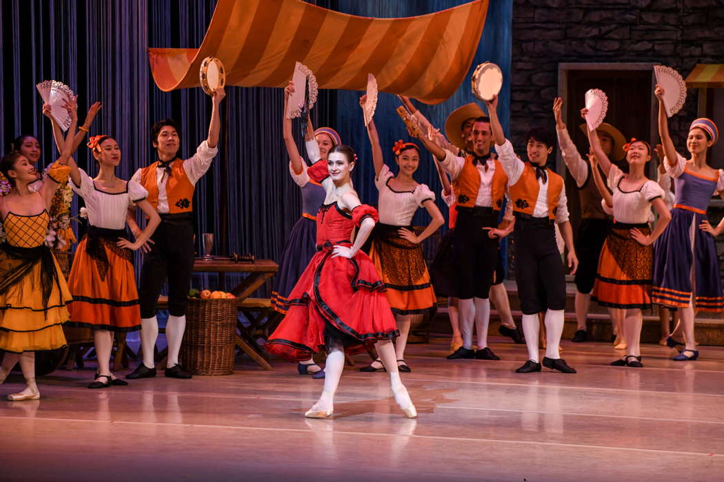 Amber Lewis as Kitri with Hong Kong Ballet dancers in Ludwig Minkus' 'Don Quixote'. Photo © 2020 Edward So