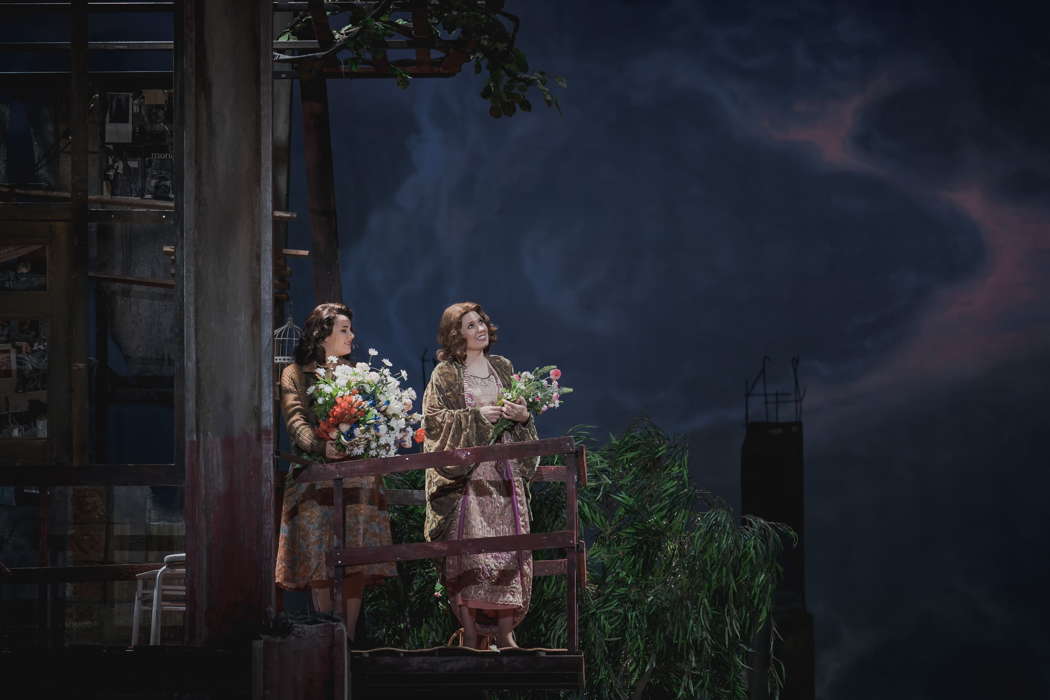 Caterina Piva as Emilia and Marina Rebeka as Desdemona in Act III of Verdi's 'Otello' in Florence. Photo © 2020 Michele Monasta