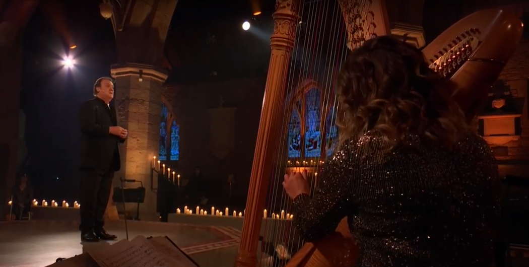 Bryn Terfel and Hannah Stone rehearsing in Brecon Cathedral for the 12 December 2020 MetStars Live concert