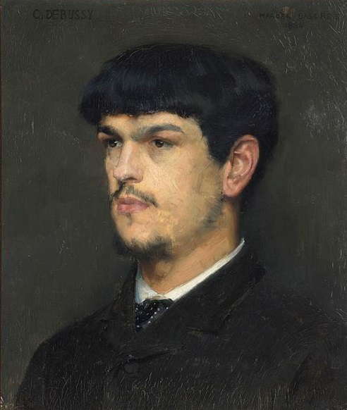 1884 portrait of French composer Claude Debussy (1862-1918) by French portrait painter Marcel Baschet (1862-1941)