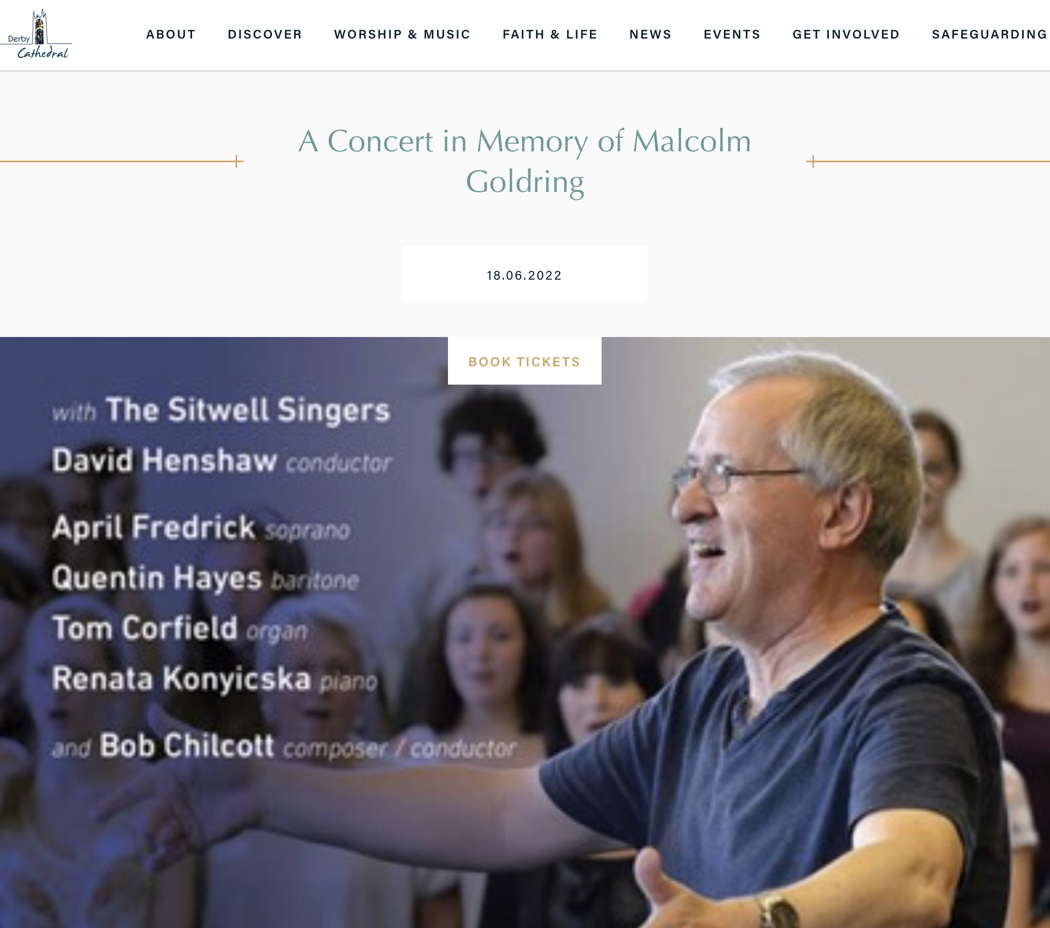 A Concert in Memory of Malcolm Goldring - online publicity from Derby Cathedral
