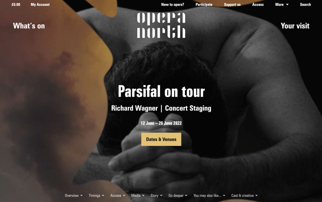 Online publicity for Opera North's 'Parsifal on Tour'
