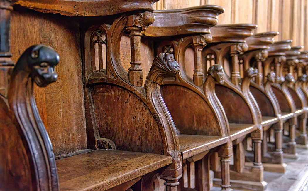 Medieval choir stalls in Roskilde Cathedral, Denmark. Photo by Andreas Brunn