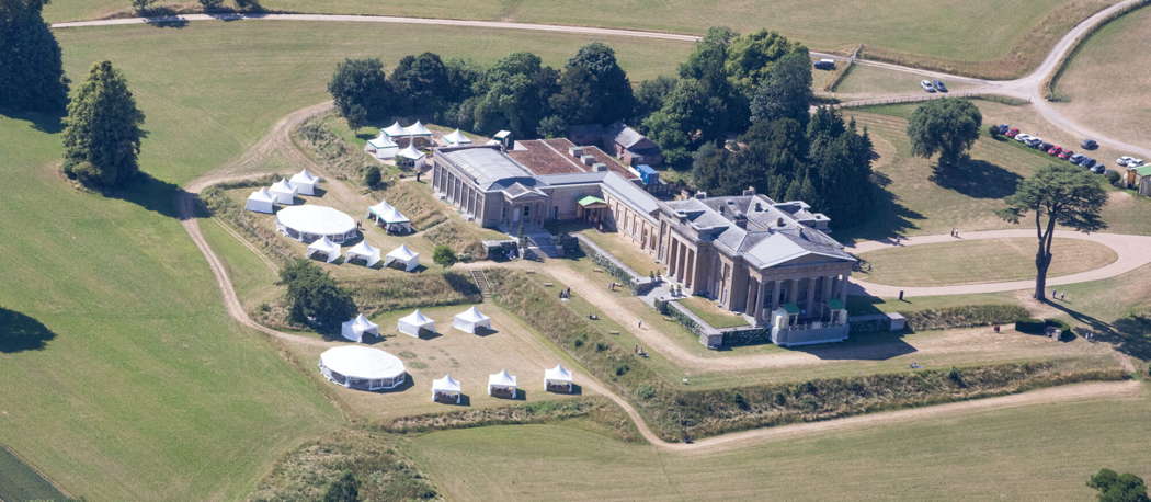 The Grange, Northington, near Winchester, UK, seen from above
