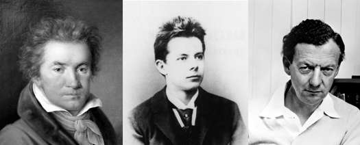 From left to right: Ludwig van Beethoven, Béla Bartók and Benjamin Britten