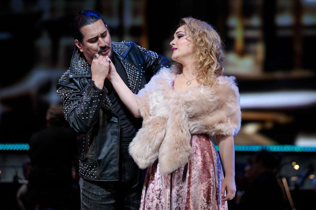 Ashley Fabian as Zerlina and Germán Enrique Alcántar as Don Giovanni in San Diego Opera's 'Don Giovanni'. Photo © 2024 Karli Cadel