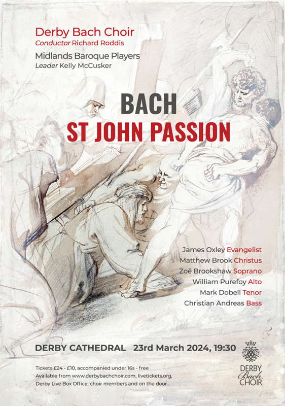 Poster for Derby Bach Choir's 2024 St John Passion