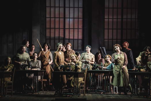 Annette Jahns as Mary, Marjorie Owens as Senta and members of the chorus in Wagner's 'Der fliegende Holländer' in Florence. Photo © 2019 Michele Monasta