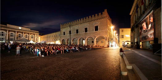 An event in the piazza at the Rossini Opera Festival in Pesaro