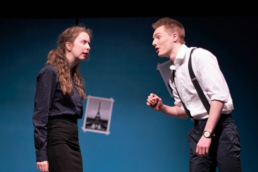 Naomi Awre (Gabrielle) and Reuben Wilmshurst as the conniving bootmaker Frick - a nicely engineered comic cameo, in Opera Warwick's production of Offenbach's 'La Vie Parisienne'. Photo © 2019 Gabrielė Stravinskaitė