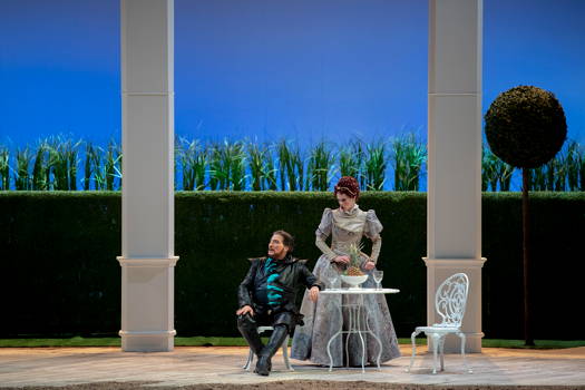 Massimiliano Pisapia as Americo, a young Portuguese man, and Elisa Balbo as the French Countess of Boissy in 'Lo Schiavo' in Cagliari. Photo © 2019 Priamo Tolu