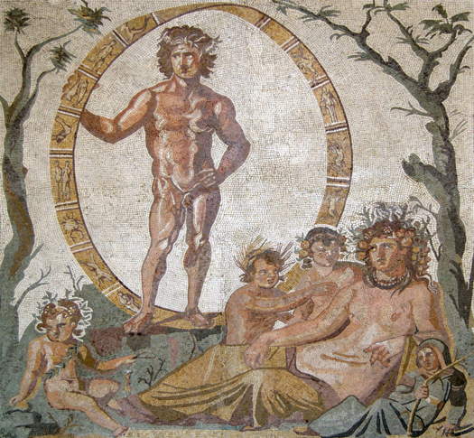 Aion (or Uranus), the God of Eternity, with Terra (the Greek God Gaia), depicted in a section from a mosaic in Sassoferrato, Italy. According to Music Sales Classical's programme notes for 'The Perfect Fool', the wizard is obviously related to 'Uranus the Magician' from Holst's 'The Planets' Suite.