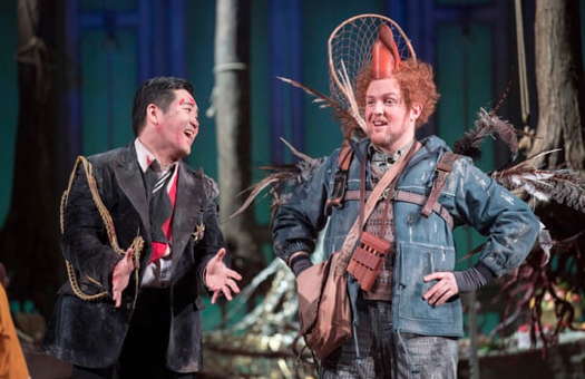 Kang Wang (left) as Tamino with Gavan Ring as Papageno in James Brining's 'The Magic Flute' for Opera North. Photo © 2019 Alastair Muir