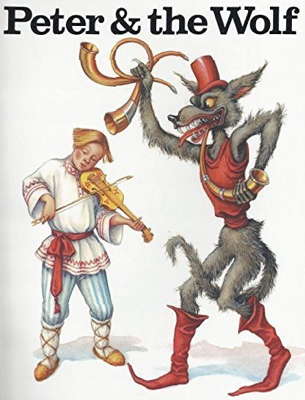 Front cover of the 'Peter and the Wolf Coloring Book', drawn from Nicholas Benois' 1947 'Peter and the Wolf' ballet at La Scala Milan. © 1985 Bellerophon Books