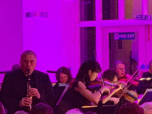 Chris Swann playing Finzi's Clarinet Concerto at Derby Central Library with members of Sinfonia Viva. Photo © 2019 Shain Bali?