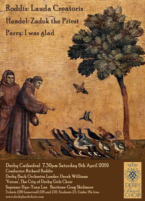 Flyer for Derby Bach Choir's 6 April 2019 concert