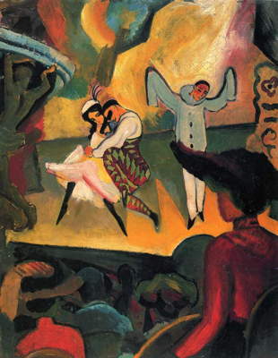 'Ballets Russes' (1912, painting, oil on cardboard) by August Macke (1887-1914)