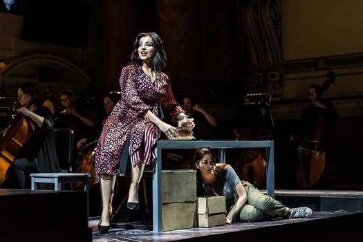 Alessandra Volpe as Amneris and Alexandra Zabala in the title role of Verdi's 'Aida' for Opera North. Photo © 2019 Clive Barda