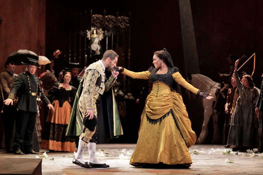 Kyle Ketelsen as Escamillo and J'nai Bridges in the title role of Bizet's 'Carmen' at San Francisco Opera. Photo © 2019 Cory Weaver