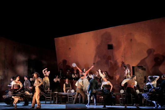 San Francisco Opera Dance Corps, J'nai Bridges as Carmen (centre), Natalie Image as Frasquita and Ashley Dixon as Mercédès in Bizet's 'Carmen' at San Francisco Opera. Photo © 2019 Cory Weaver