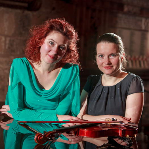 Yulia Northridge, violin, left and Ekaterina Shetliffe, piano