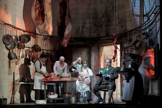 Laura Krumm as the Kitchen Boy and Philip Horst as The Gamekeeper in Dvořák's 'Rusalka' at San Francisco Opera. Photo © 2019 Cory Weaver