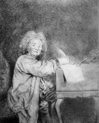 Antoine Watteau's drawing, possibly from circa 1710, of Jean-Féry Rebel (1666-1747)