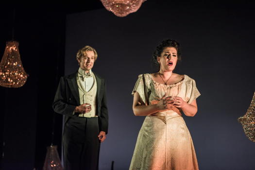 George Humphreys as Onegin and Shelley Jackson as Tatyana in 'Eugene Onegin' at the Buxton Festival. Photo © 2019 Genevieve Girling