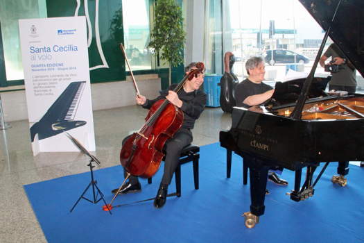 Luigi Piovano and Antonio Pappano performing at Rome Airport on 17 July 2019
