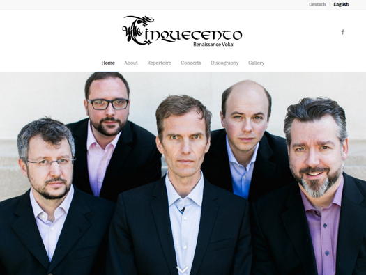 The website for Cinquecento - Renaissance Vokal - www.ensemblecinquecento.com