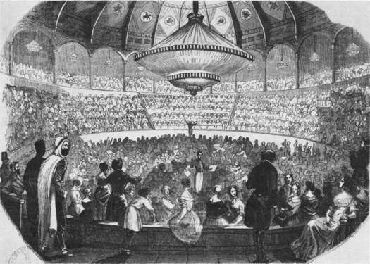 Drawing of a concert given by Hector Berlioz (1803-1869) in Paris, published in the French weekly newspaper 'L'Illustration' on 25 January 1845