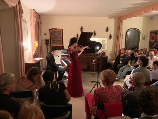 Duo Ardoré performing at Giacinto Scelsi's townhouse on 24 September 2019. Photo © 2019 Gianfranco Carrara