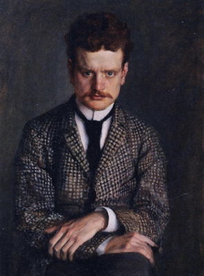An oil-on-canvas portrait of Jean Sibelius (1865-1957) from 1892 by his brother-in-law Eero Järnefelt (1863-1937)