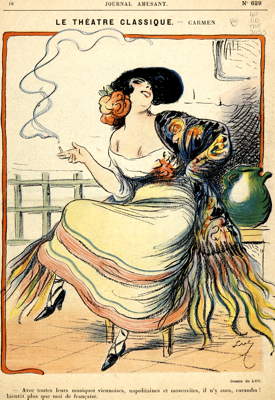 An 1875 illustration of Bizet's opera 'Carmen' from 'Journal amusant'