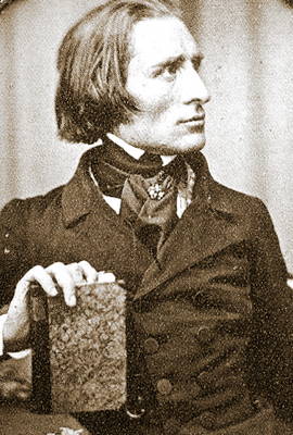 Detail from the earliest known photograph of Franz Liszt, taken in 1843 by Herman Biow