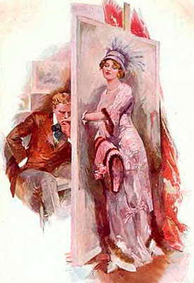 Drawing of Bertram Wallis and Lily Elsie in a scene from 'The Count of Luxembourg' in London, 1911