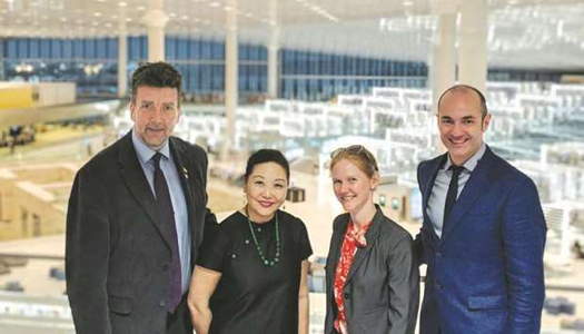 From left to right: Vice President of the International Federation of Choral Music, Gábor Móczár, President of the International Federation of Choral Music, Emily Kuo Vong, Director of Qatar National Choral Association, Jennifer Taynen and a member of the Qatar 2023 WSCM Organizing Committee, Giovanni Pasini