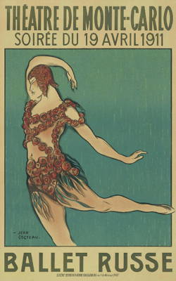 Poster depicting Nijinsky in 'The Spectre of the Rose' for the 1911 Ballet Russe season
