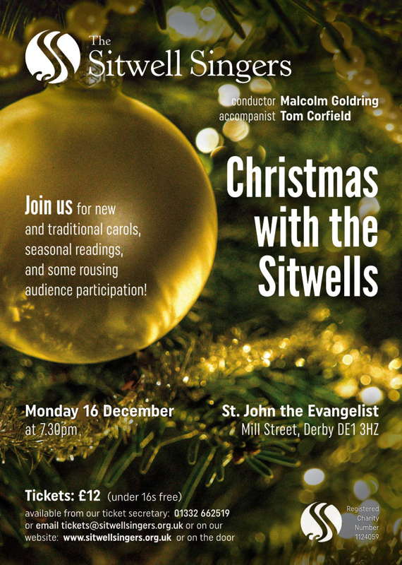 Concert poster for 'Christmas with the Sitwells', 16 December 2019, Derby, UK