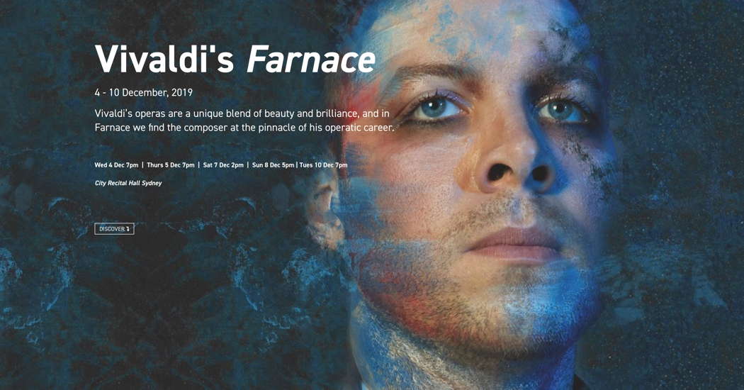 Publicity for Pinchgut Opera's production of Vivaldi's 'Farnace'