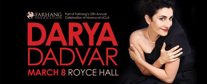Darya Dadvar at Royce Hall, UCLA, USA, 8 March 2020. Part of the Farhang Foundation's twelfth annual celebration of Nowruz at UCLA