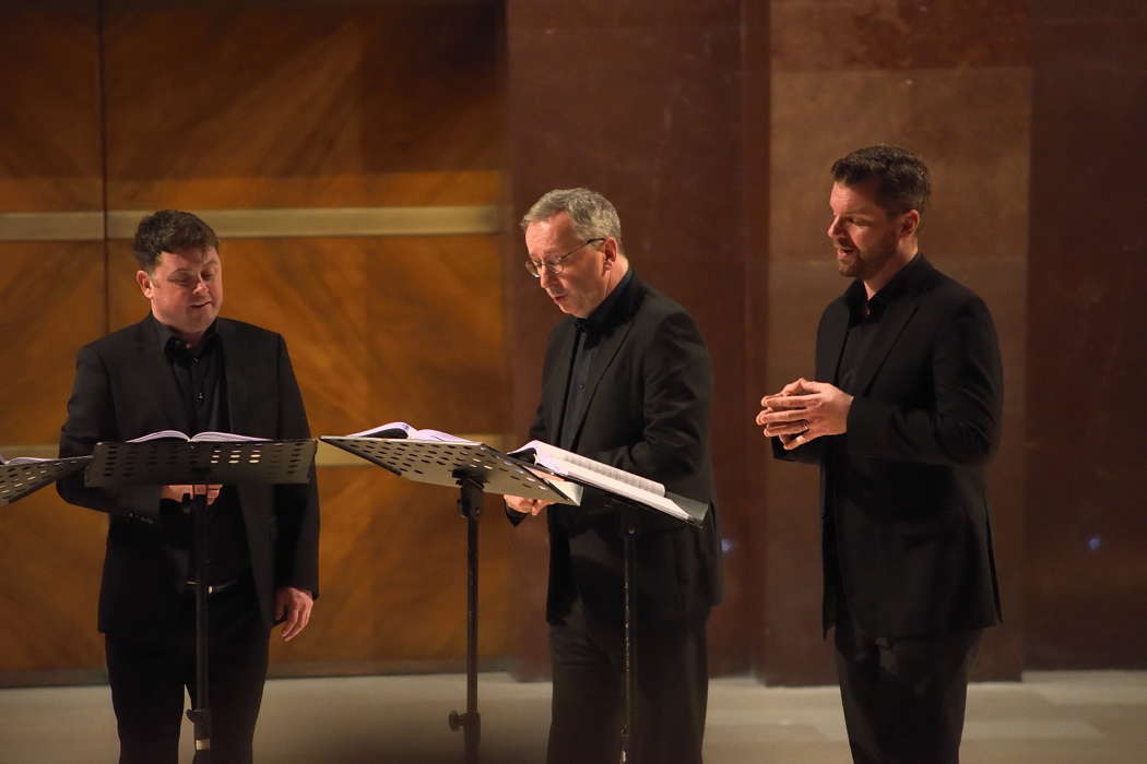 Members of Les Arts Florissants performing in Rome. From left to right: Sean Clayton, Paul Agnew and Edward Grint. Photo © 2020 Claudio Rampini