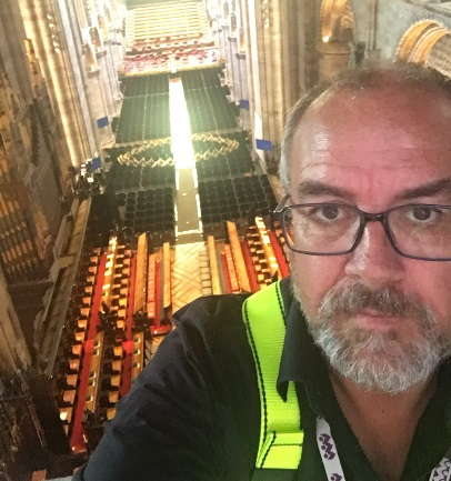 Michael Whitefoot in Hereford Cathedral. Photo © 2018 Michael Whitefoot