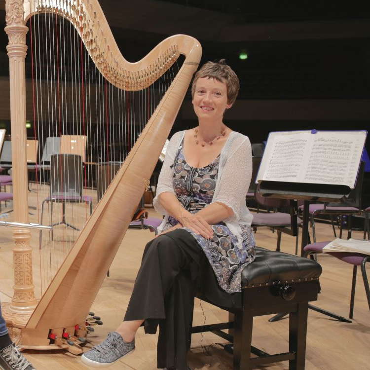 Marie Leenhardt, the Hallé Orchestra's Principal Harpist. Photo © 2016 Peter Warren